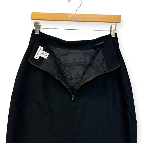 Vintage Bebe Womens 100% Wool Pencil Skirt Midi Y2K Slit Lined Made in USA Sz 4 - Picture 3 of 12